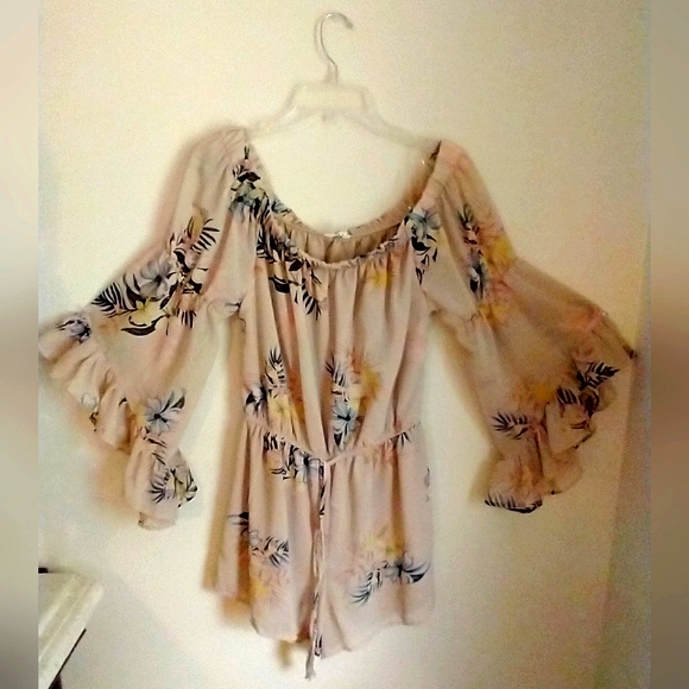 Romper Drawstring Elastic Waist Romper Great Deta… - image 1